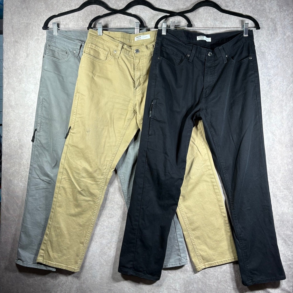 Signature Levi Strauss Jeans Lot of 3 Mens 32X30 Black Brown Gray Denim Athletic